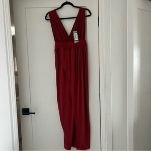 BOOHOO PETITE PLUNGE DRAPE MAXI DRESS